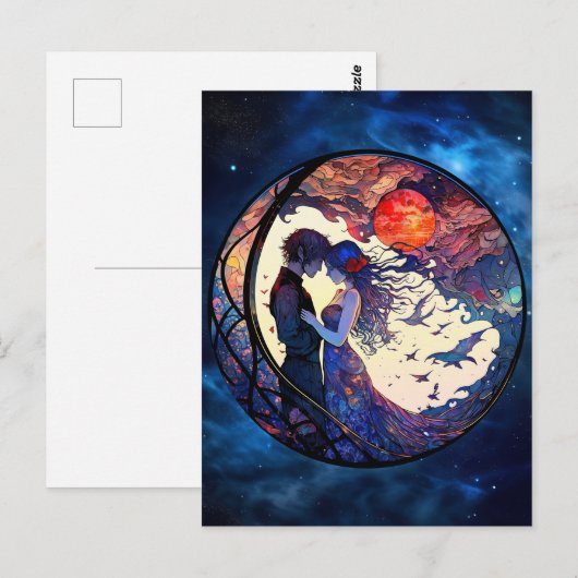 Paar Faux Glas in lood Briefkaart (Voorkant / Achterkant)