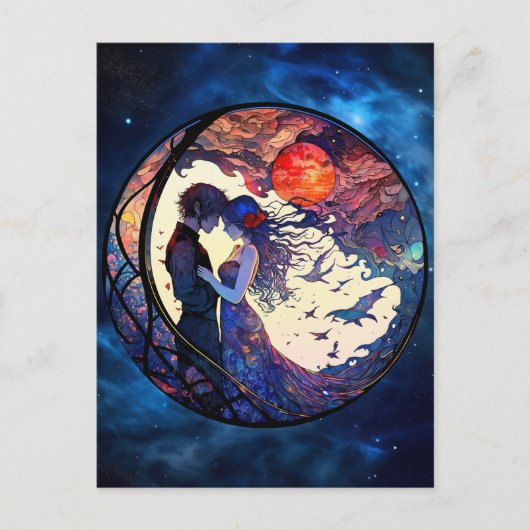 Paar Faux Glas in lood Briefkaart (Voorkant)