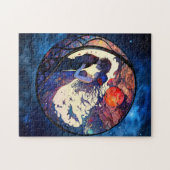 Paar Faux Glas in lood Puzzle Legpuzzel (Horizontaal)