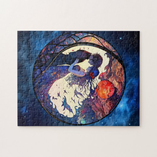 Paar Faux Glas in lood Puzzle Legpuzzel (Horizontaal)