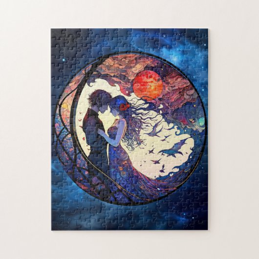 Paar Faux Glas in lood Puzzle Legpuzzel (Verticaal)