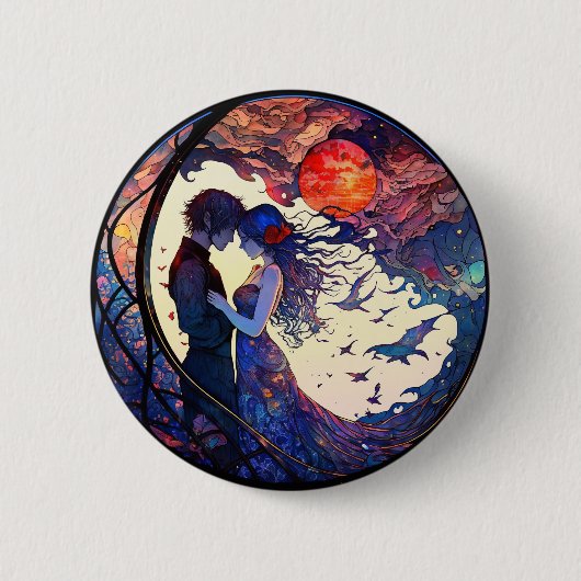 Paar Faux Glas in lood Ronde Button (Voorkant)