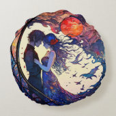 Paar Faux Glas in lood Round Pillow Rond Kussen (Achterkant)