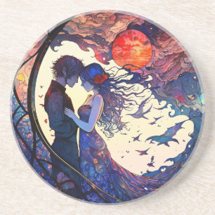 Paar Faux Glas in lood Sandstone Onderzetter