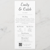 Paar feiten minimalistisch bruiloft programma & me programmakaart (Voorkant)