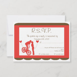 Paar fiets rood/bruin bruiloft RSVP Kaart