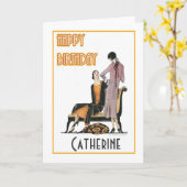 Paar Flappers Verjaardag Kaart (Gele Bloem)