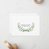Paar Floral Botanical Monogram Flat Note Kaart Notitiekaartje (Voorkant / Achterkant in situ)