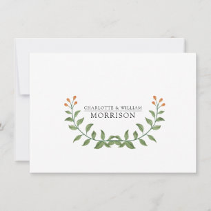 Paar Floral Botanical Monogram Flat Note Kaart Notitiekaartje