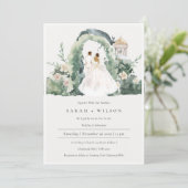 Paar Floral Garden Arch Botanical Wedding Invite Bedankkaart (Staand voorkant)
