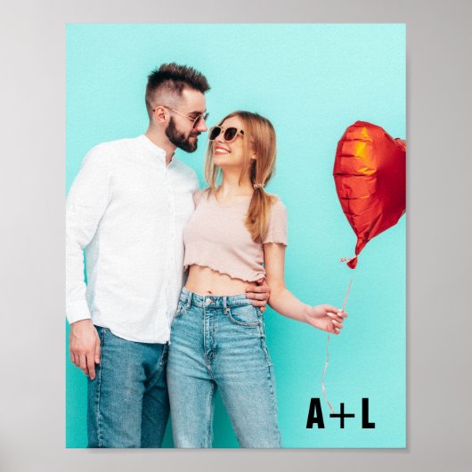 Paar Foto Aangepaste Initialen Valentijnsdag Poster (Voorkant)