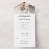 Paar foto Boheemse minimalistische bruiloft All In One Uitnodiging (Binnen)