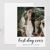 Paar foto bruiloft beste dag ooit modern script bedankkaart (Voorkant / Achterkant)