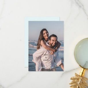Paar Foto Bruiloft Ice Blue Blank Dank u Bedankkaart