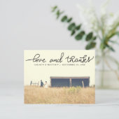 Paar foto bruiloft liefde en Bedankt handgeschreve Briefkaart (Staand voorkant)
