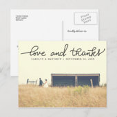 Paar foto bruiloft liefde en Bedankt handgeschreve Briefkaart (Voorkant / Achterkant)