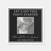 Paar foto bruiloft receptie zwart-wit servet (Voorkant)