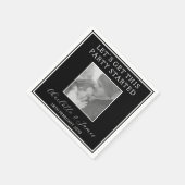 Paar foto bruiloft receptie zwart-wit servet (Hoek)