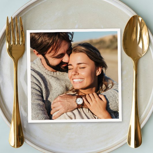 Paar foto bruiloft servet