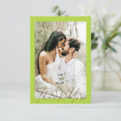 Paar Foto Chartreuse Bruiloft Blank Dank u Bedankkaart (Staand voorkant)