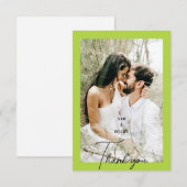 Paar Foto Chartreuse Bruiloft Blank Dank u II Bedankkaart (Voorkant / Achterkant)