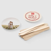 Paar foto Chinese bruiloft met dubbel geluk logo Handwaaier (Niet-gemonteerd)