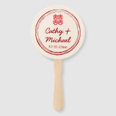 Paar foto Chinese bruiloft met dubbel geluk logo Handwaaier (Achterkant)