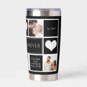 Paar Foto Collage Valentijn Zwart Water Fles Geïsoleerde Drinkbeker (Achterkant)