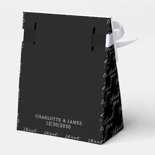 Paar Foto | Dank u bruiloft zwart-wit Bedankdoosjes (Achterkant)