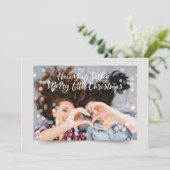 Paar foto Fairy Lichten | Funny Holiday Greeting Feestdagenkaart (Staand voorkant)