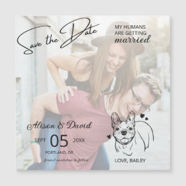 Paar Foto Franse Bulldog Bruiloft Save the Date Magnetische Uitnodiging