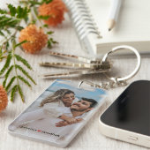 Paar Foto Glitter Zilveren Hart Marine Blauwe Name Sleutelhanger (Voorkant Rechts)