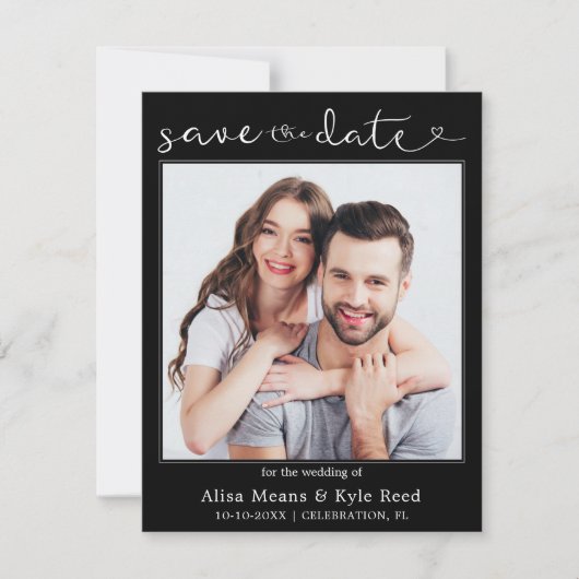 Paar Foto Gold Save the Date Notice (Voorkant)