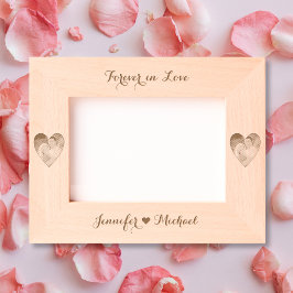 Paar Foto Harten Monogram Huwelijk Jubileum Gegraveerde Lijstjes