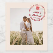 Paar foto logo Chinese trouwstempel Wijn Etiket (Enkel label)