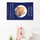 Paar Foto Marine Blauw Bruiloft Welkom Spandoek (Insitu)