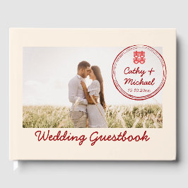 Paar foto met stempel logo Chinese bruiloft Gastenboek