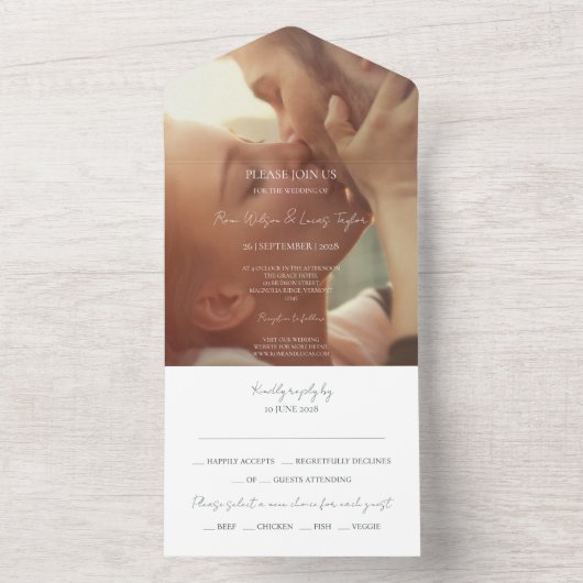 Paar Foto Monogram | Alles in één bruiloft uitnodi All In One Uitnodiging (Binnen)