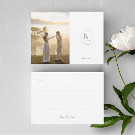 Paar Foto Monogram Bruiloft Flat Dank u kaart