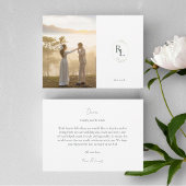 Paar Foto Monogram Bruiloft Flat Dank u kaart