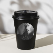 Paar Foto & Monogram Bruiloft Ronde Sticker