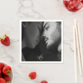 Paar Foto & Monogram Bruiloft Servet (Insitu)
