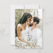Paar foto & namen bruiloft crème blanco dank u bedankkaart (Voorkant)