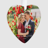 Paar foto namen jaar hart ornament (voorkant)