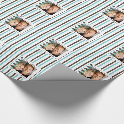 Paar foto personaliseren bruiloft cadeaupapier (Hoek)