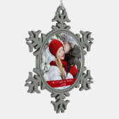 Paar Foto Red Snowflake Tin Sneeuwvlok Ornament (Links)