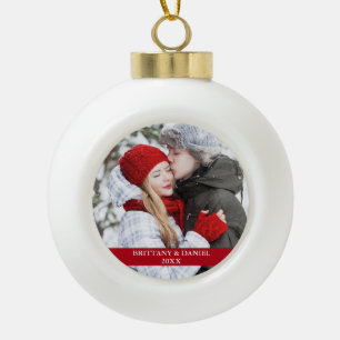 Paar Foto Rood Keramische Bal Ornament