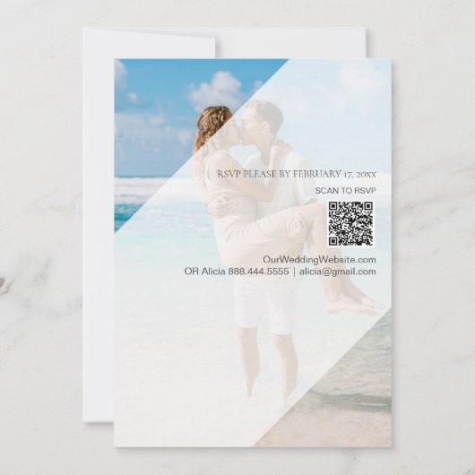 *~* Paar FOTO RSVP QR AR6 DIY Weddenschap Kaart (Achterkant)