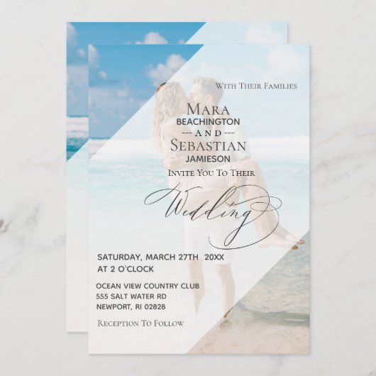 *~* Paar FOTO RSVP QR AR6 DIY Weddenschap Kaart (Voorkant / Achterkant)