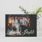 Paar foto van gehuwd en helder script feestdagenkaart (Staand voorkant)